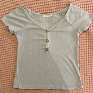 Caution to the wind cropped baby blue top